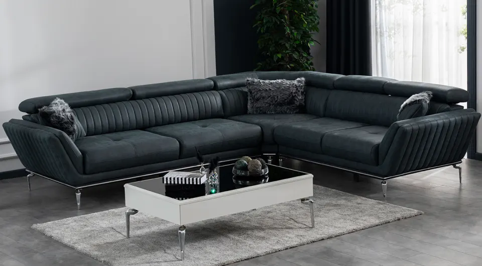 Delon Metal Leg Corner Sofa Set