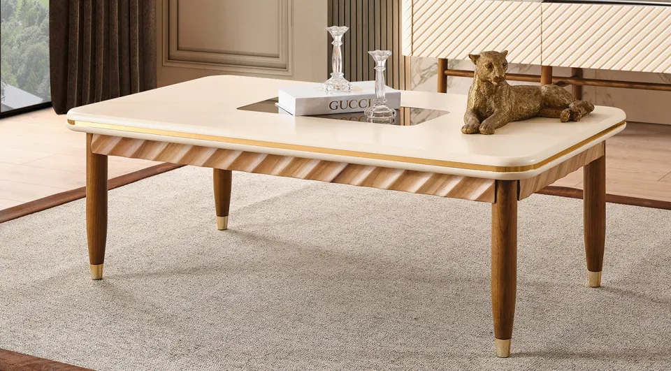 Point Wooden Leg Coffee Table