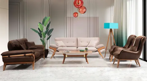 Tokyo  Wooden Leg Sofa Set
