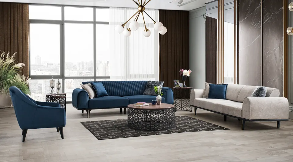 Mona  Wooden Leg Sofa Set