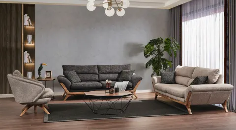 Panama  Wooden Leg Sofa Set
