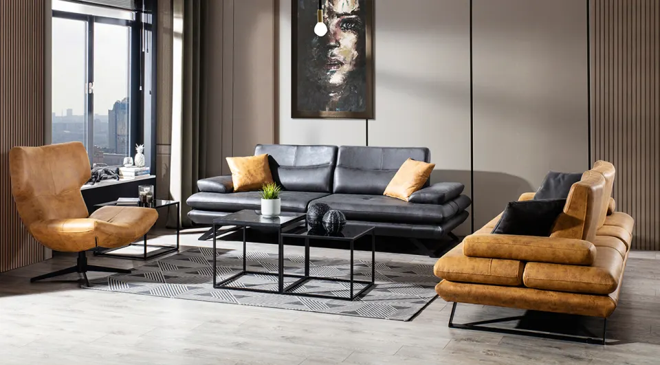 Polo  Metal Leg Sofa Set