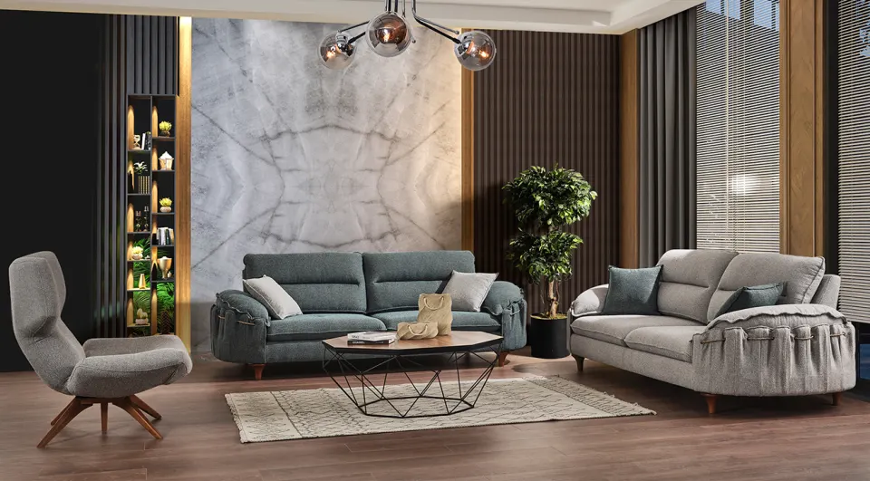 Rose Modern  Wooden Leg Sofa Set