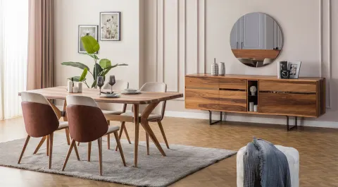Mina Walnut Modern Dining Room Set