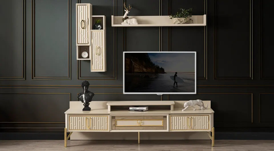 Bahar Gold Metal Leg TV Unit