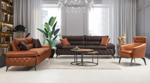 Ares  Anthracite Metal Leg Sofa Set