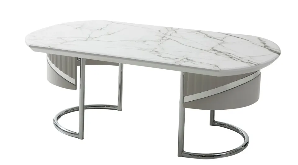 Roma Metal Leg Coffee Table (Fog Gray)