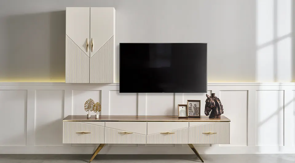 Lüxen Gold Metal Leg TV Unit