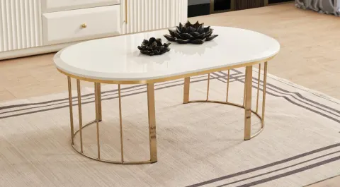 Wood Shiny Cream Coffee Table