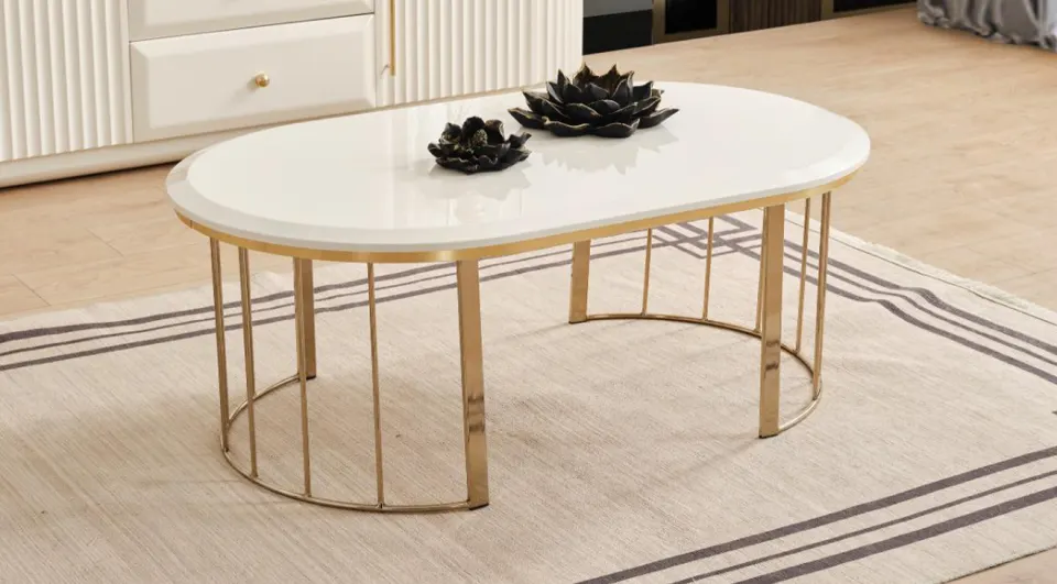 Wood Shiny Cream Coffee Table