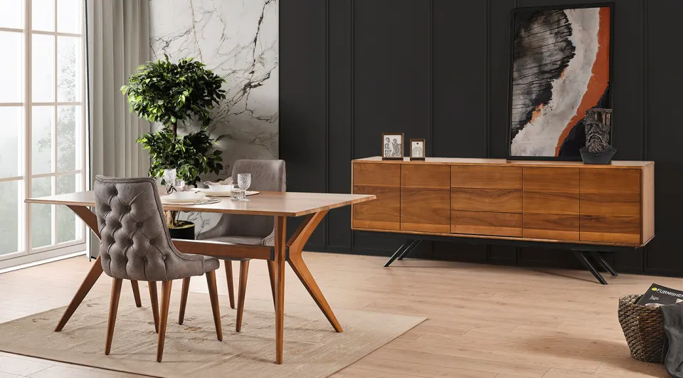 Ada Walnut Modern Dining Room Set