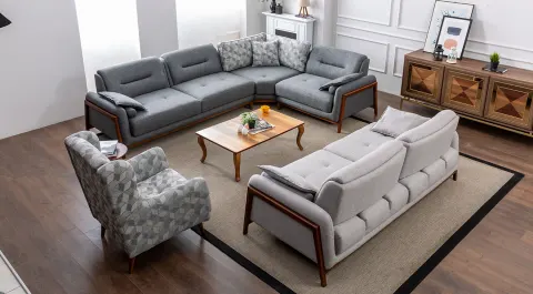 Still Wooden Leg Sofa and  Corner Sofa Set
