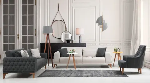 Avola Wooden Leg  Sofa Set