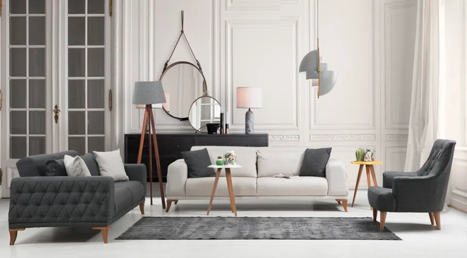 Avola Wooden Leg  Sofa Set