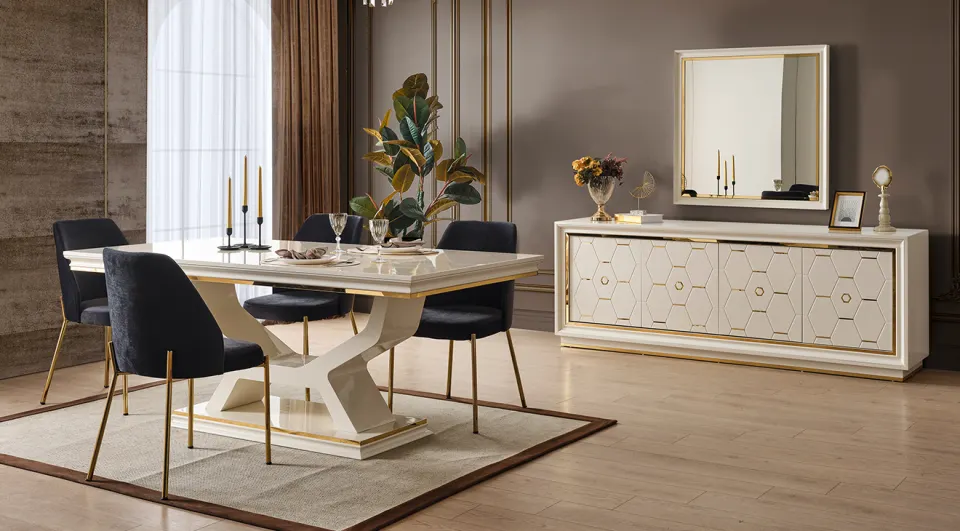 Yüsra Cream Modern Dining Room Set