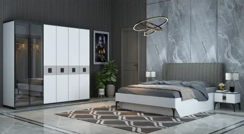 Dora 6 Door Bedroom Set (White)