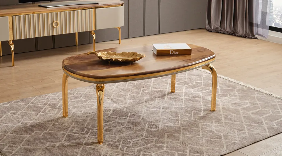 İnci Gold Metal Leg Coffee Table