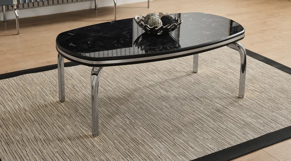 İnci Silver Metal Leg Coffee Table