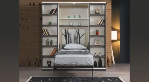 Vega Sliding Bookcase Single Wall Bed