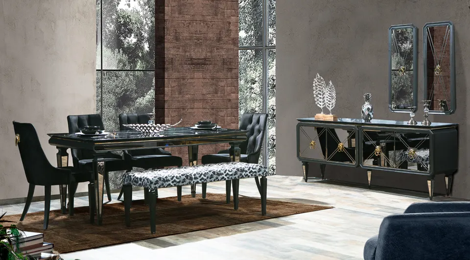 İmaj Art Deco Black Dining Room Set