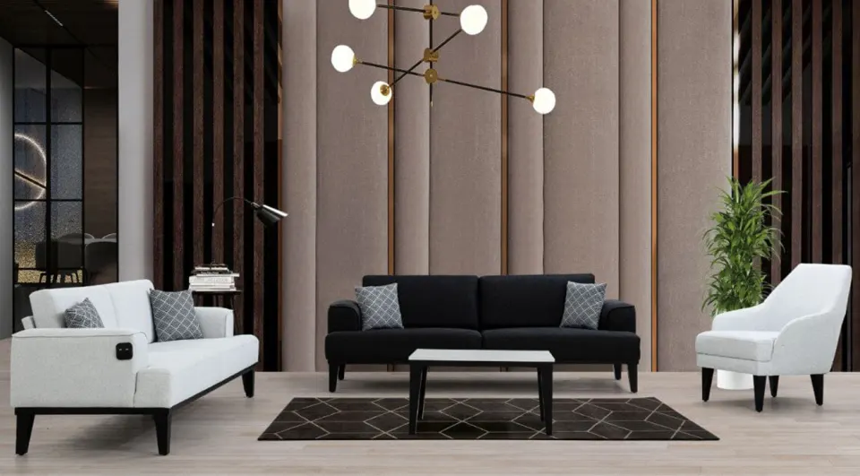 Pi Black White  Sofa Set