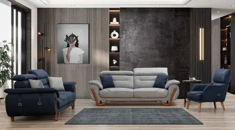 Zeus Wooden Leg Sofa Set