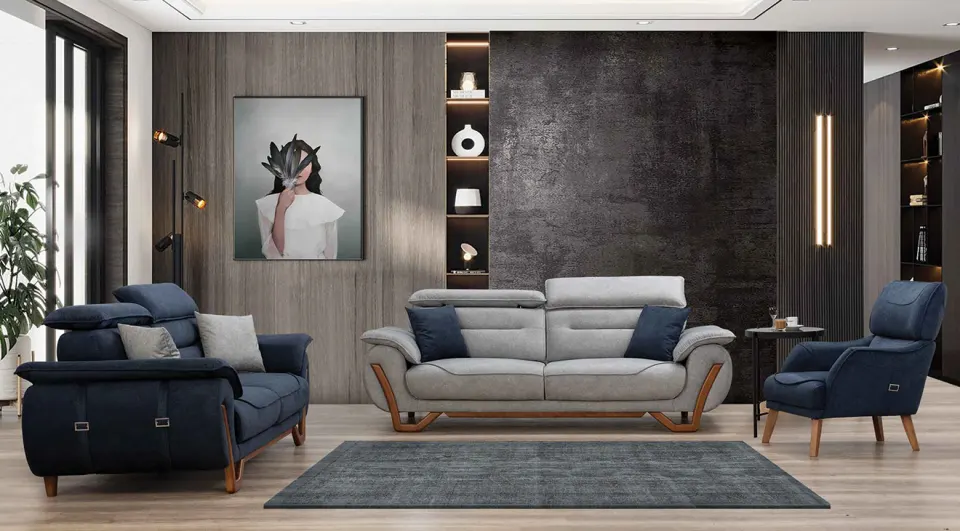 Zeus Wooden Leg Sofa Set