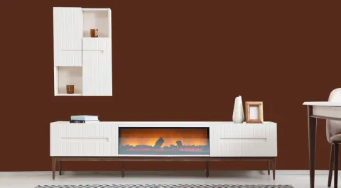 Zerafet Fireplace Wooden Leg Tv Unit