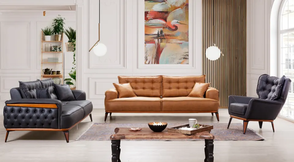 Ege Wooden Leg Sofa Set