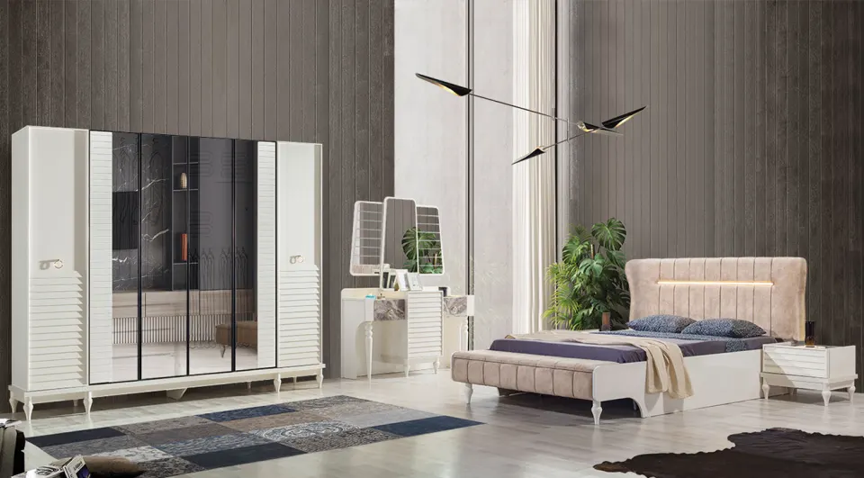 Okyanus Krem Bedroom Set