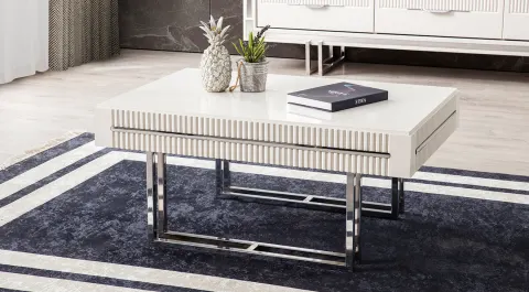 Aspendos Silver Metal Leg Coffee Table
