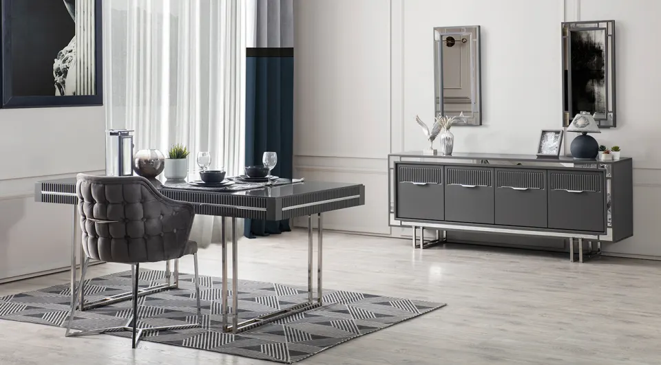 Sedef Metal Leg Dining Room Set