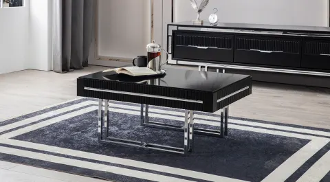Sedef Metal Leg Coffee Table (Black)