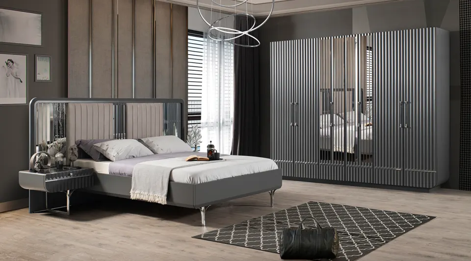 Antre Metal Leg Bedroom Set (Anthracite)