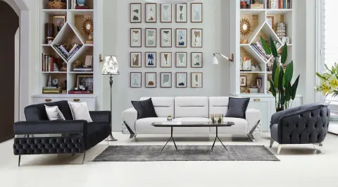 Planet Silver Metal Leg Sofa Set 2