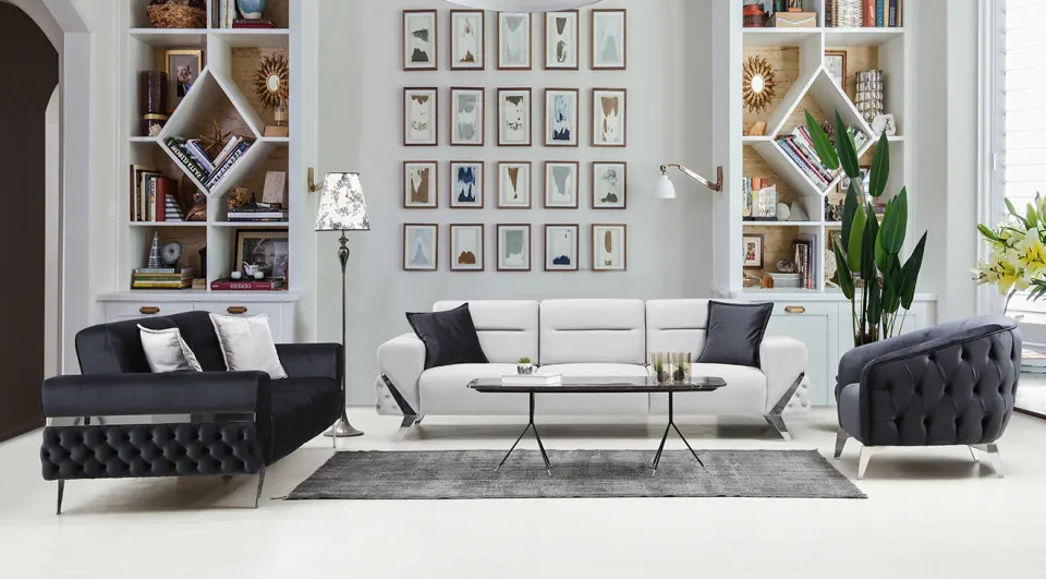Planet Silver Metal Leg Sofa Set 2