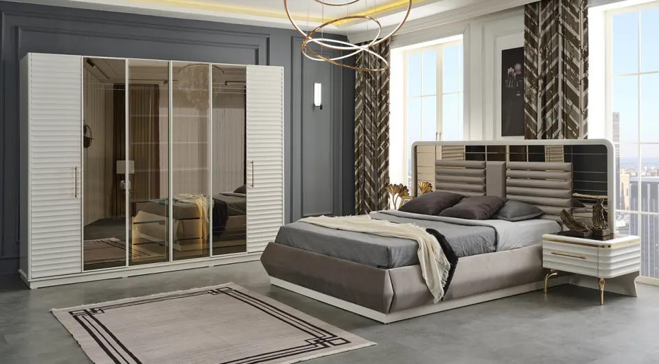 Asel Moonstone 6 Doors Bedroom Set