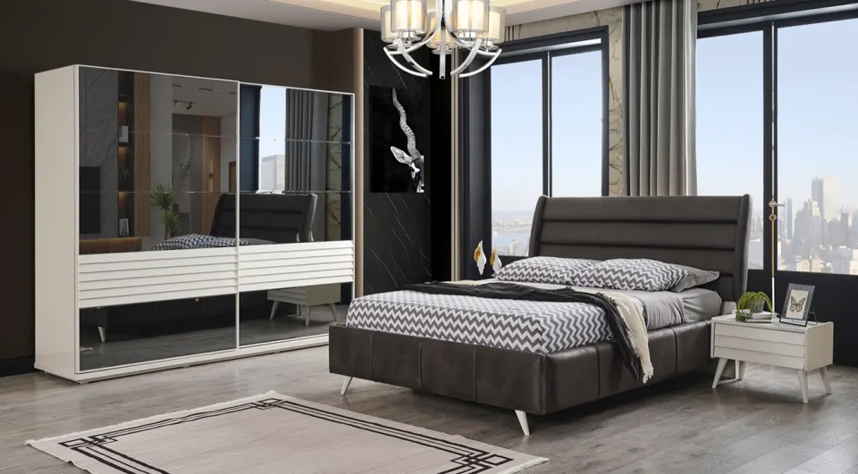 Klas Moonstone Sliding Door Bedroom Set