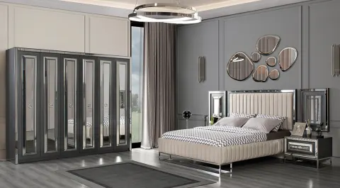 Royale Art Deco Bedroom Set (Anthracite)