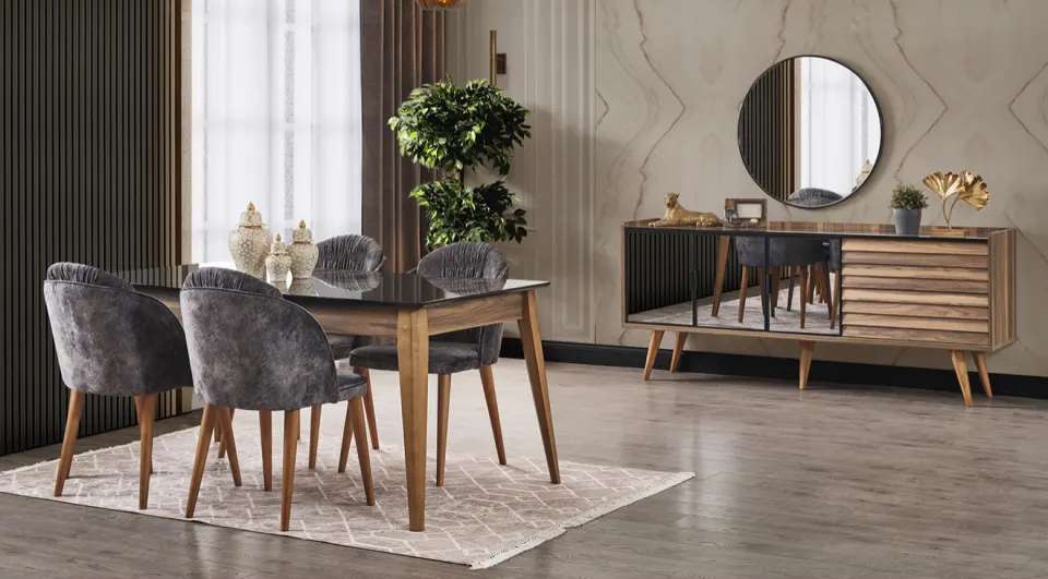 Klas Walnut Modern Dining Room Set
