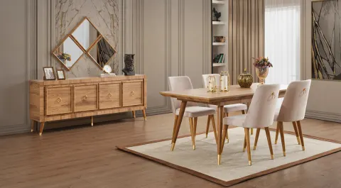 Pablo Walnut Wooden Leg Dining Room Set