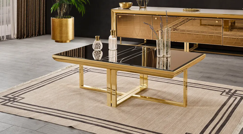 Enluks Gold Metal Leg Coffee Table