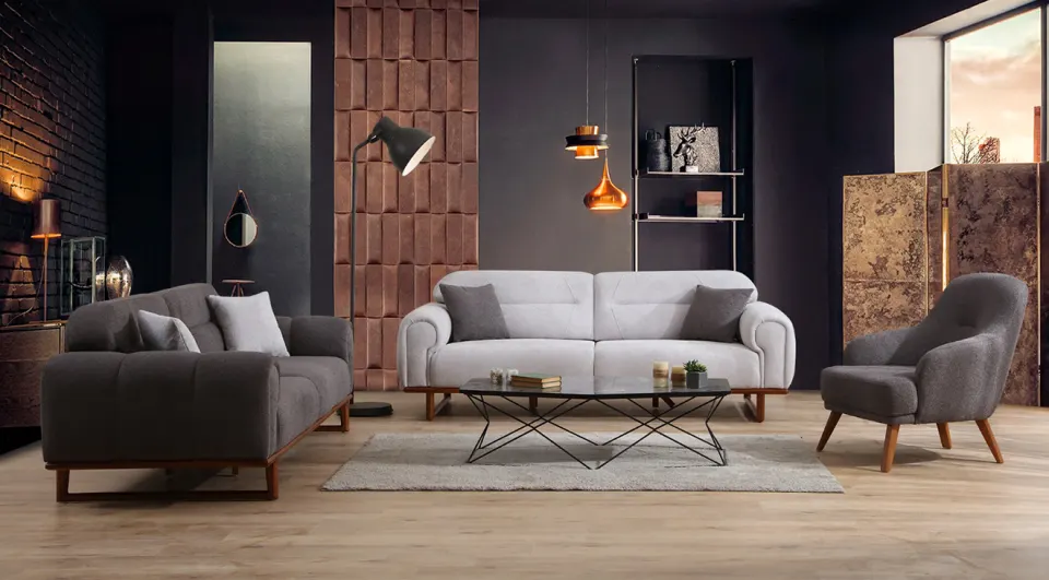 Pier Wooden Leg  Sofa Set 2