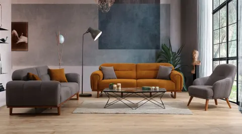Pier Wooden Leg  Sofa Set 3