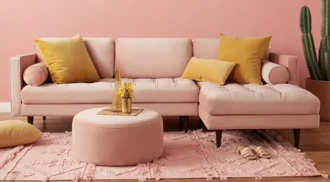 Riva Pink Corner Sofa Set