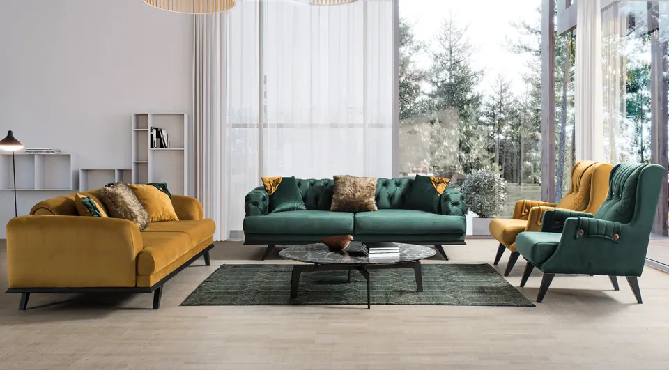 Pera Wooden Leg Sofa Set