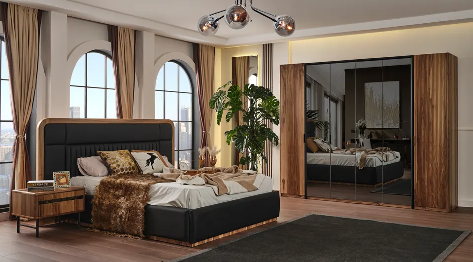 Bianca Walnut 6 Door Bedroom Set