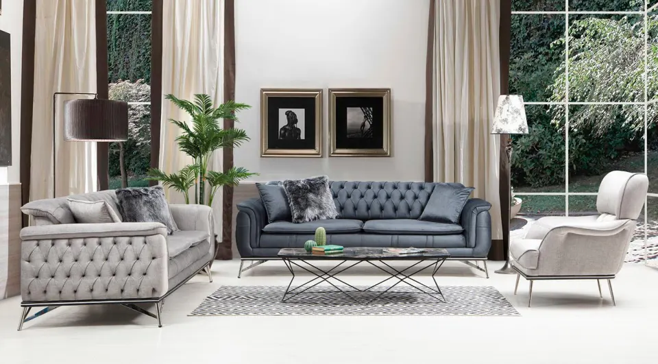 Diamond  Metal Leg Sofa Set