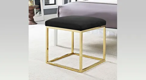 Candy Gold Metal Leg Pouf (Black)