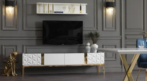 Rixos Gold Metal Leg Tv Unit